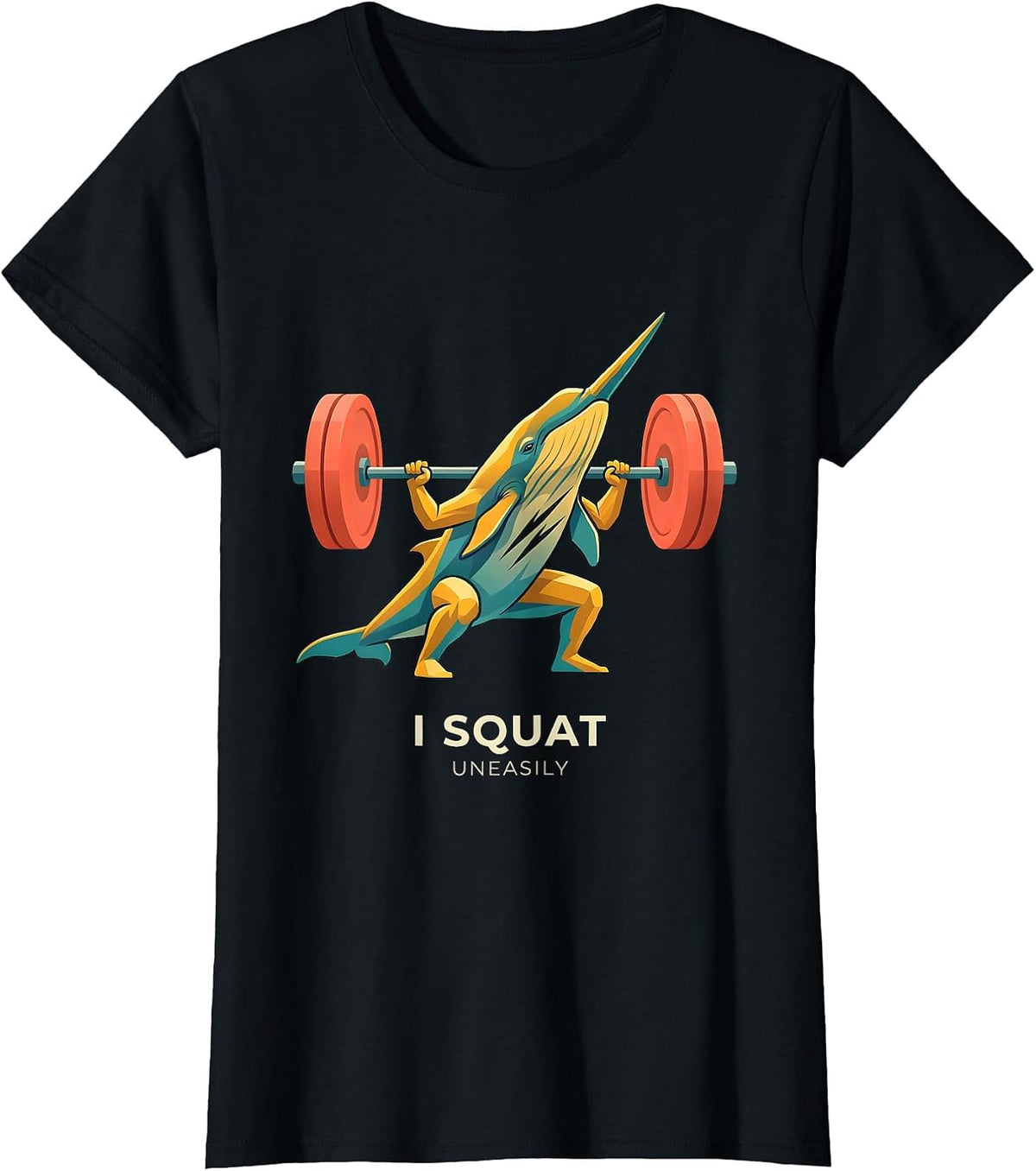 I Squat, Uneasily Funny Gym Workout Weightlifting Humor T-Shirt - Black