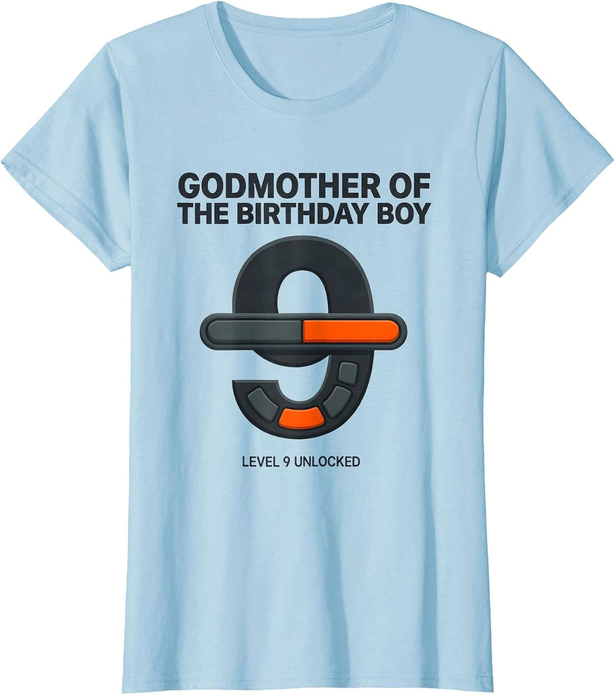 Godmother Of The Birthday Boy Level 9 Unlocked Matching T-Shirt - Baby Blue