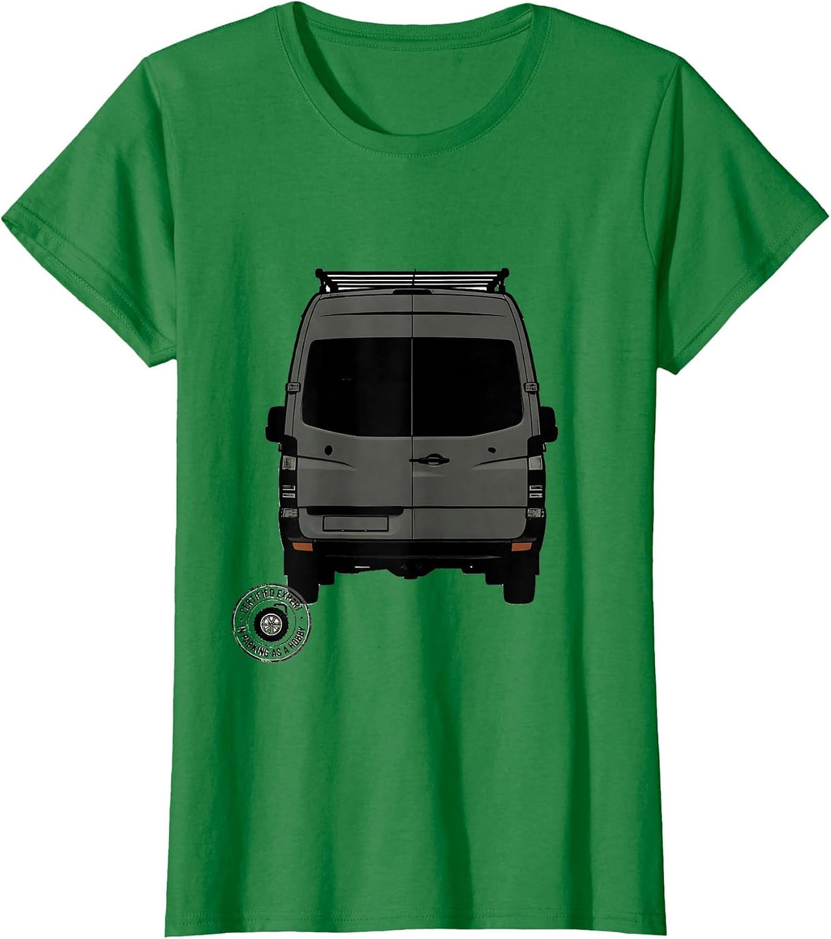 Women's Certified Expert In Parking As A Hobby Retro Van Life Road T-Shirt - Kelly Green