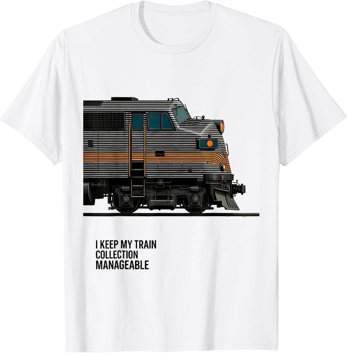 Men's I Keep My Train Collection Manageable Funny Train Enthusiast T-Shirt - White