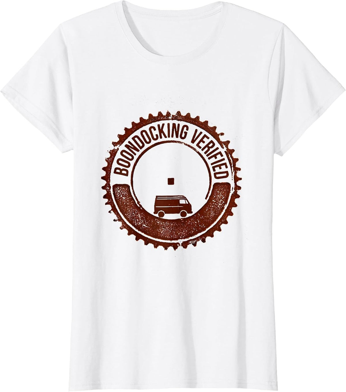 Boondocking Verified Vintage Van Life Nomads Retro Road Trip T-Shirt - White