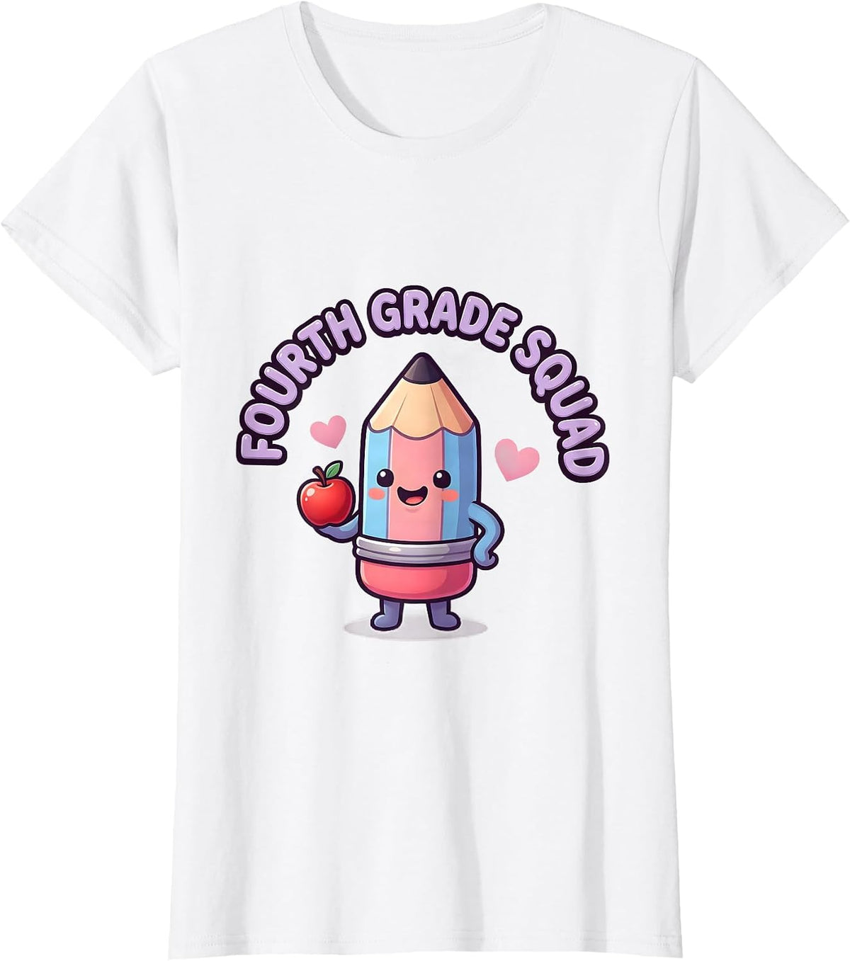Women's Fourth Grade Squad Cute Kawaii Back to School Teacher T-Shirt - White