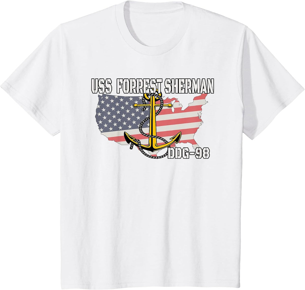 USS Forrest Sherman DDG-98 Destroyer Veterans Father Grandpa T-Shirt - White