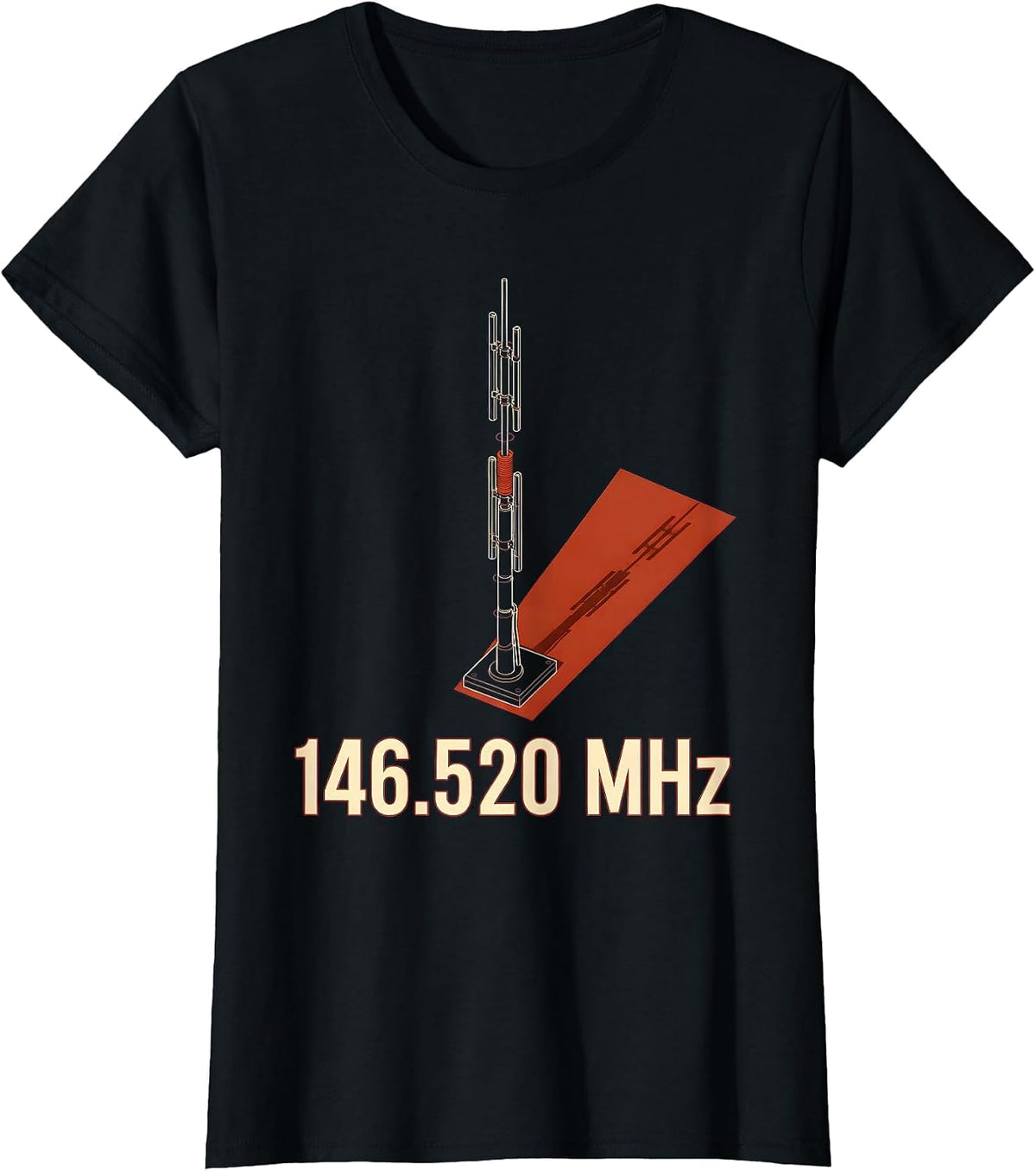146.520 MHz Exploded View Technical Ham Radio Operator Humor T-Shirt - Black