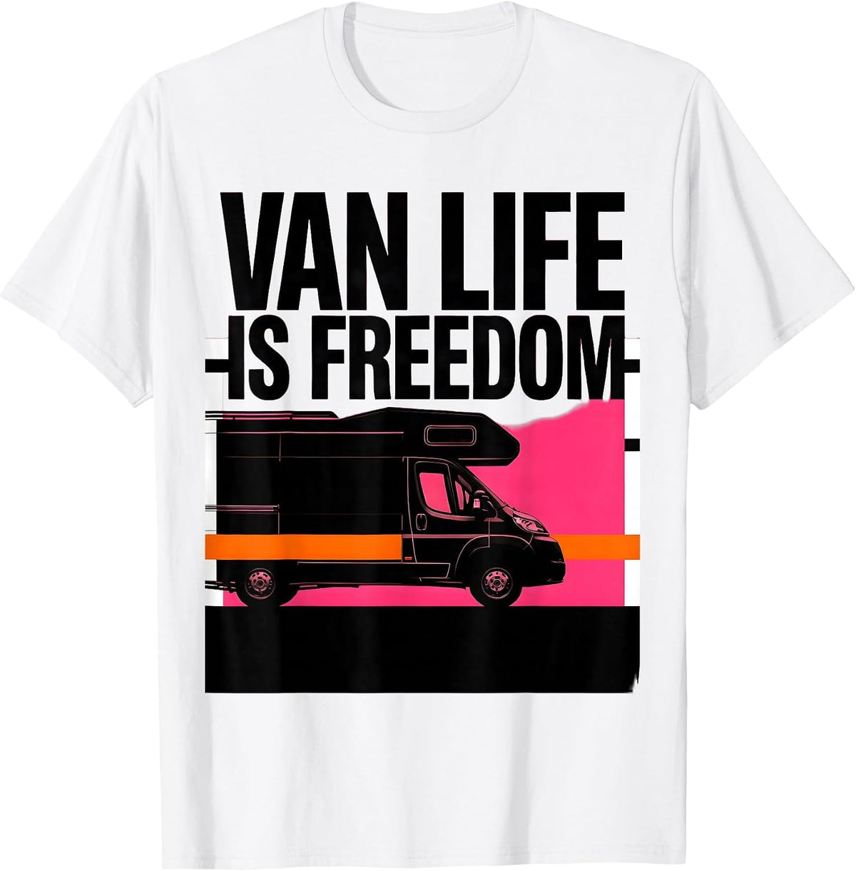 Men's Van Life Is Freedom Brutalist Van Dwellers Nomad Retro T-Shirt - White