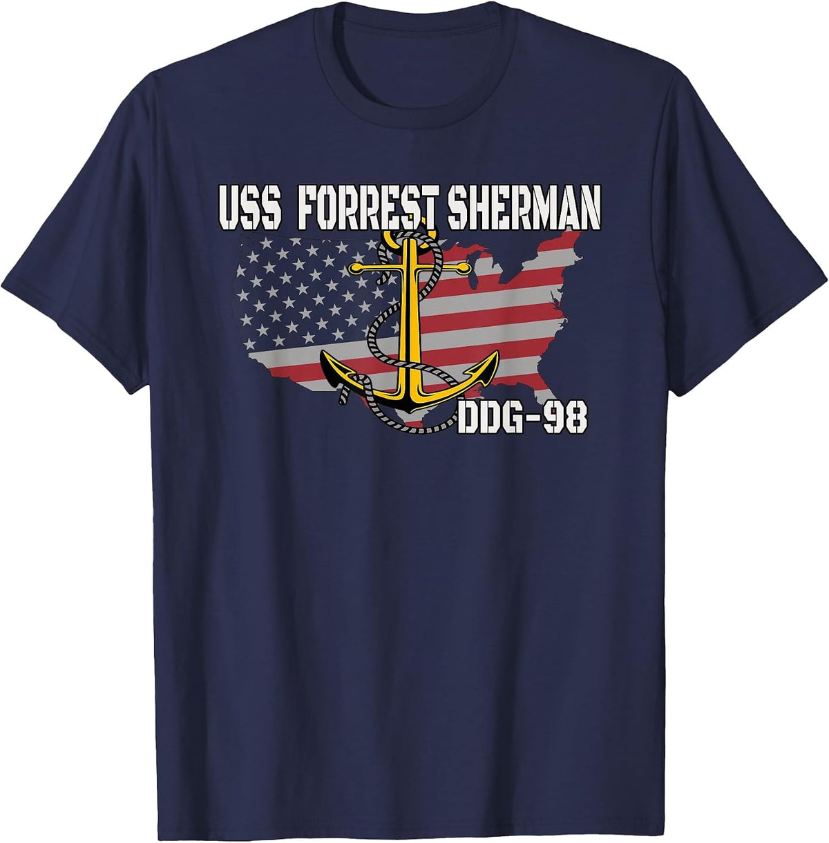 USS Forrest Sherman DDG-98 Destroyer Veterans Father Grandpa T-Shirt - Navy Blue