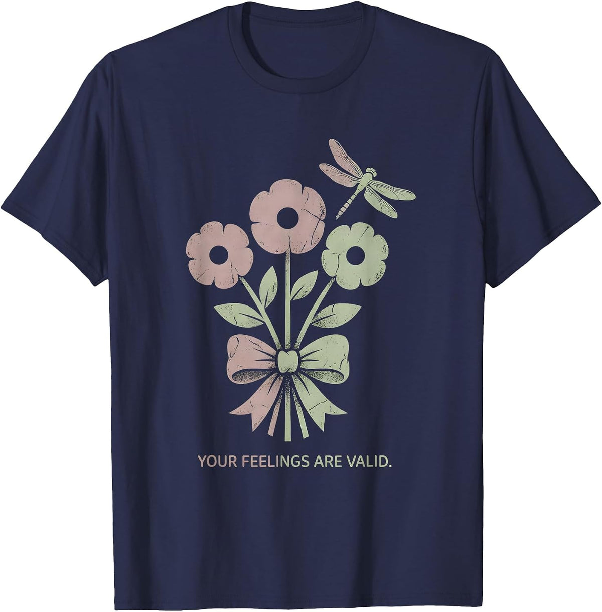 Men's Your Feelings Are Valid Mental Health Awareness Design T-Shirt - Navy Blue