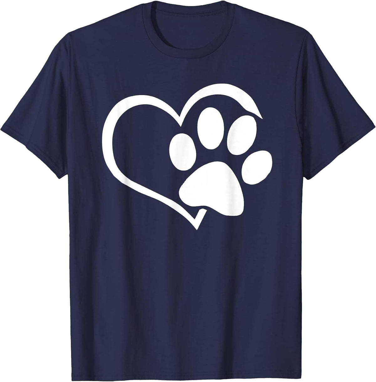 Dog Dad Mom Puppy Shirt Love Dogs Paw Print Heart Women Men T-Shirt - Navy Blue