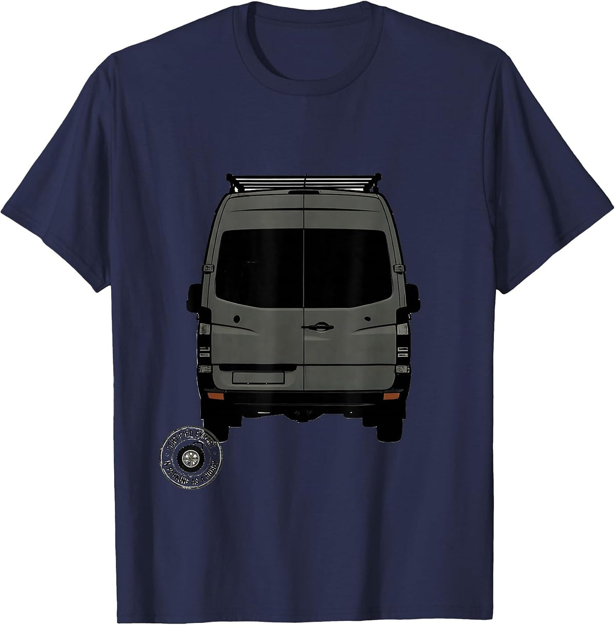 Men's Certified Expert In Parking As A Hobby Retro Van Life Road T-Shirt - Navy Blue