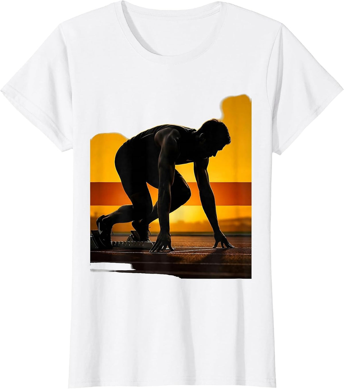 Women's Sprinter Starting Blocks Dawn Athletic Graphic T-Shirt - White