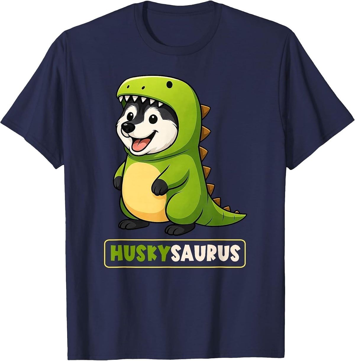 Husky Dinosaur Costume Trex Huskysaurus Animal Lover Mom Dad T-Shirt - Navy Blue
