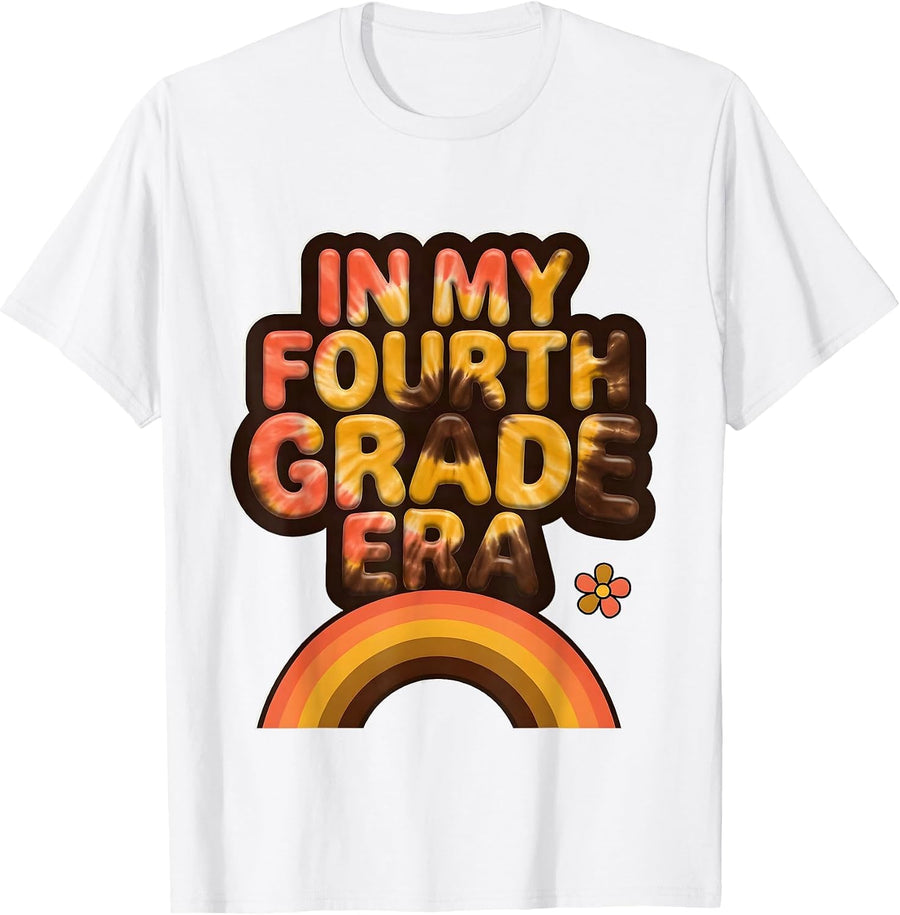 Men's In My Fourth Grade Era Retro 70s Back to School Girl T-Shirt - White
