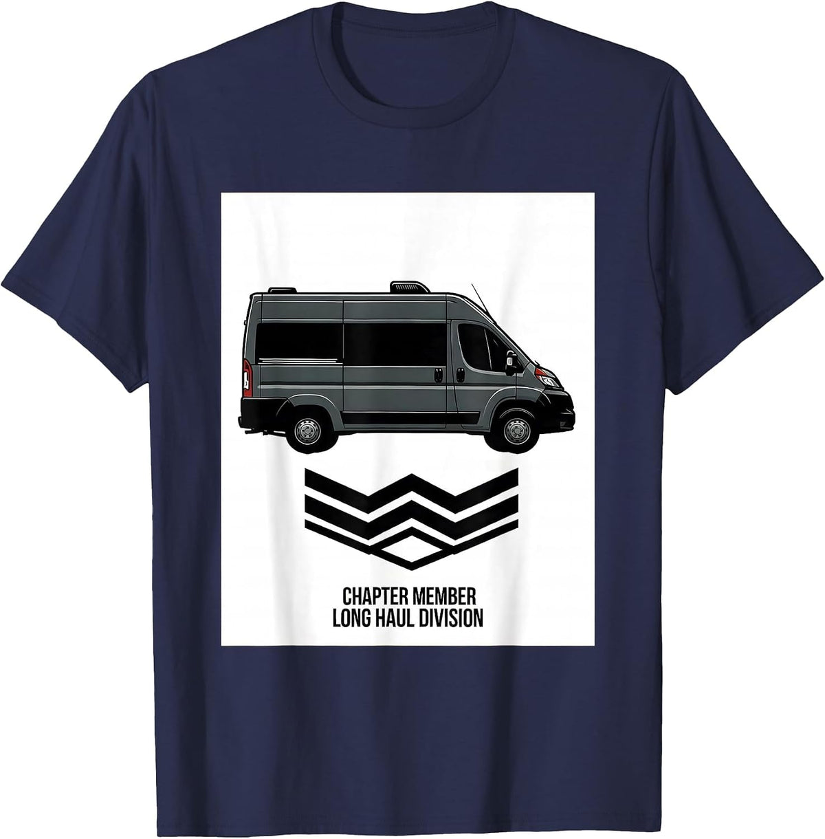 Men's Chapter Member Long Haul Division Retro Van Life Nomad Humor T-Shirt - Navy Blue