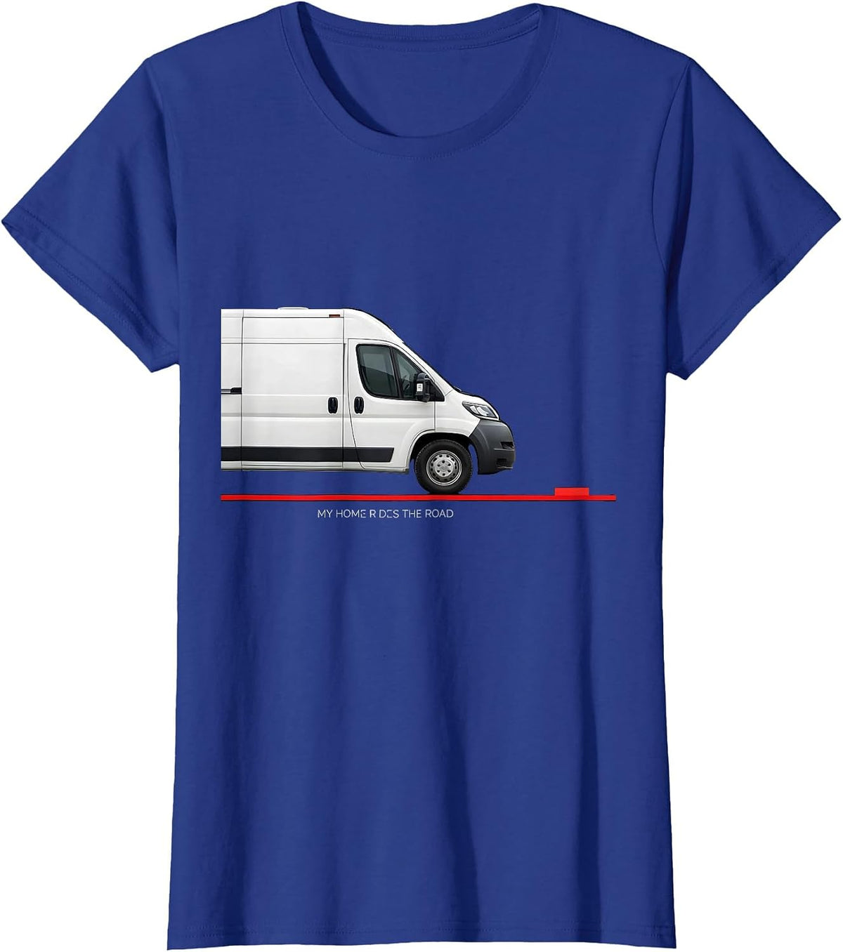 Women's My Home Rides The Road Retro Vintage Van Life Road Trip T-Shirt - Royal Blue