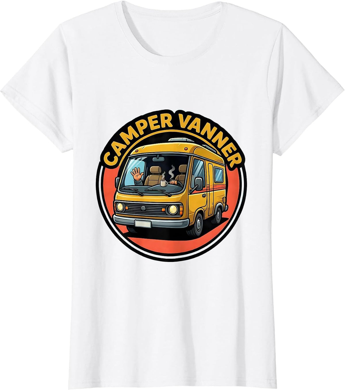 Camper Vanner Cartoon Van Life Road Trip Enthusiast T-Shirt - White