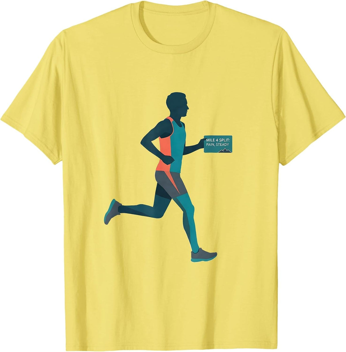 Men's Mile 4 Split: Pain, Steady Funny Cross Country Running Team T-Shirt - Lemon Yellow