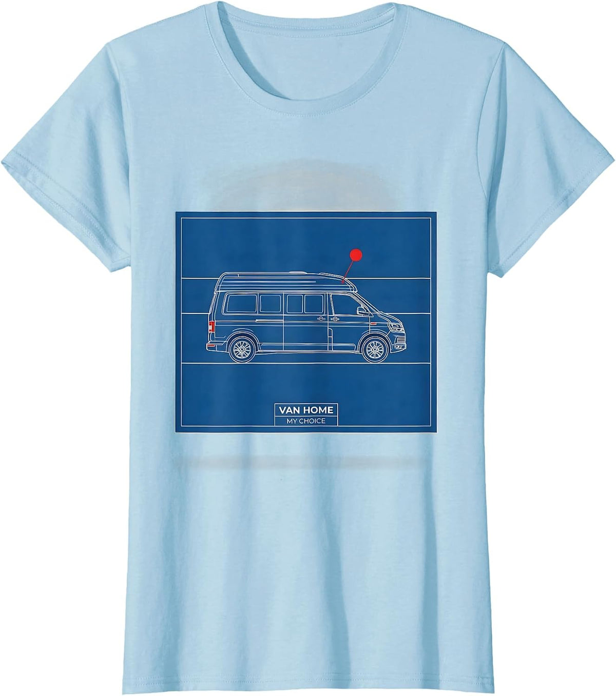 Van Home My Choice Retro Van Life Nomad Gift T-Shirt - Baby Blue