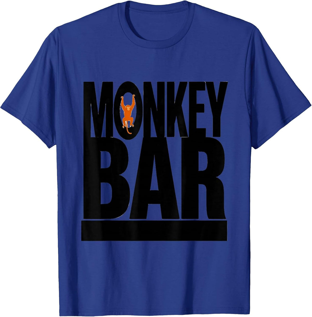 MONKEY BAR Brutalist Gym Workout Animal Pun Humor T-Shirt - Royal Blue