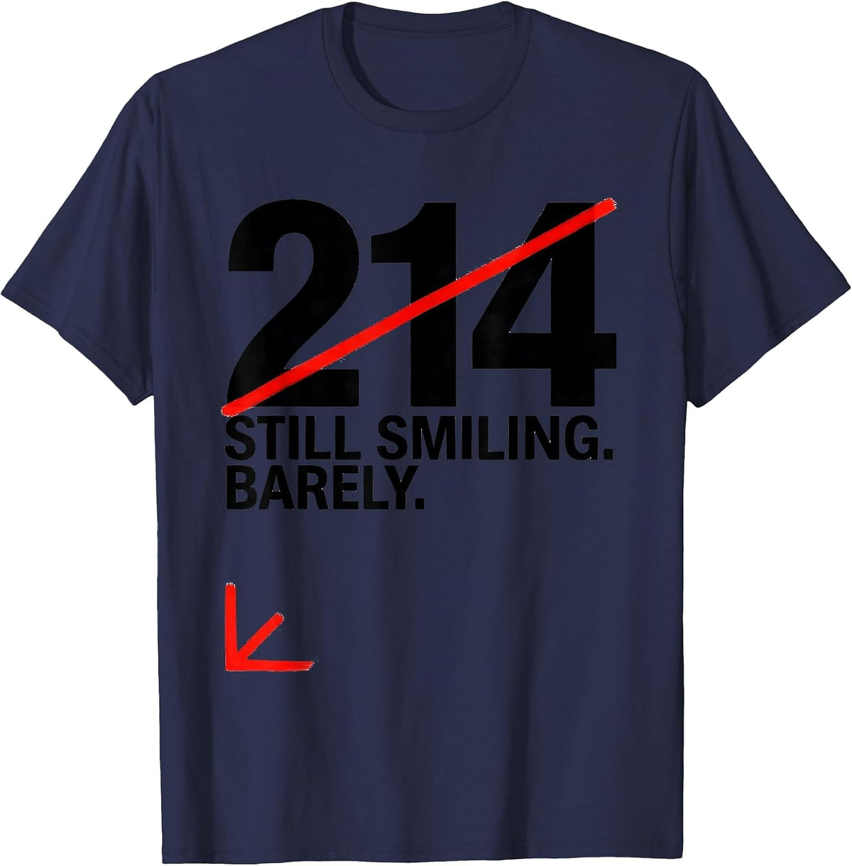 Men's Bib 214: Still Smiling Barely Funny Cross Country Running T-Shirt - Navy Blue