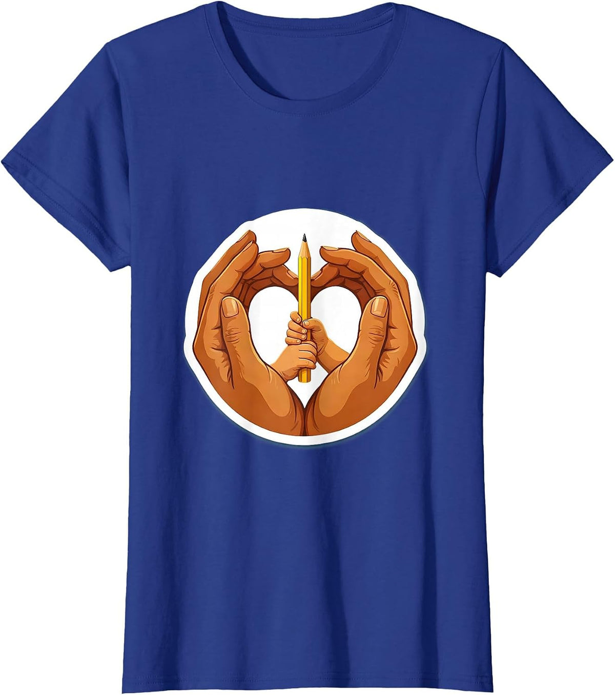 Women's Paraprofessional Guiding Hands Illustration T-Shirt - Royal Blue
