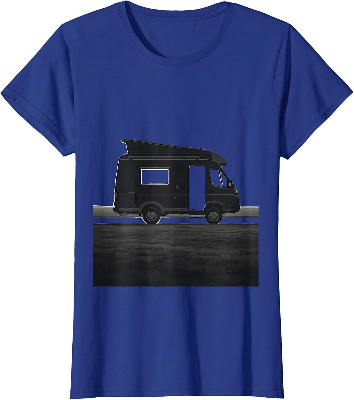 Women's Compact Pop-Top Camper Minimalist Van Life Van Dweller T-Shirt - Royal Blue
