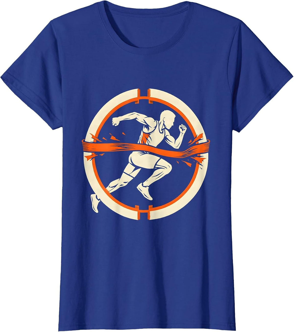 Women's Athlete Bursting Through Finish Line Graphic T-Shirt - Royal Blue