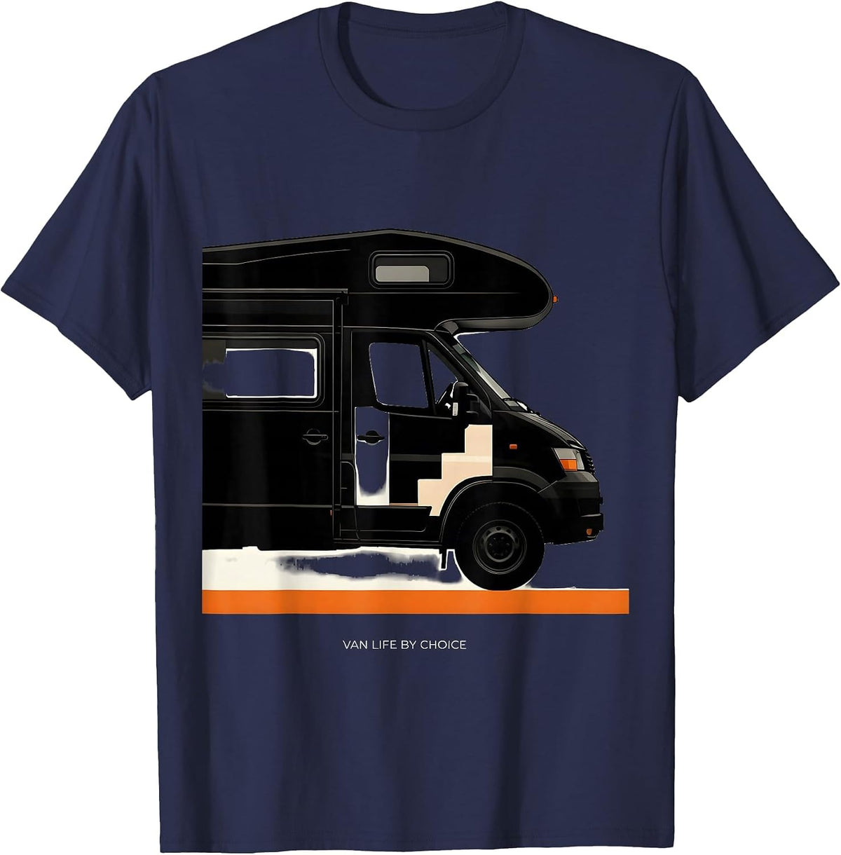 Van Life By Choice Brutalist Retro Van Dweller Nomad Pride T-Shirt - Navy Blue