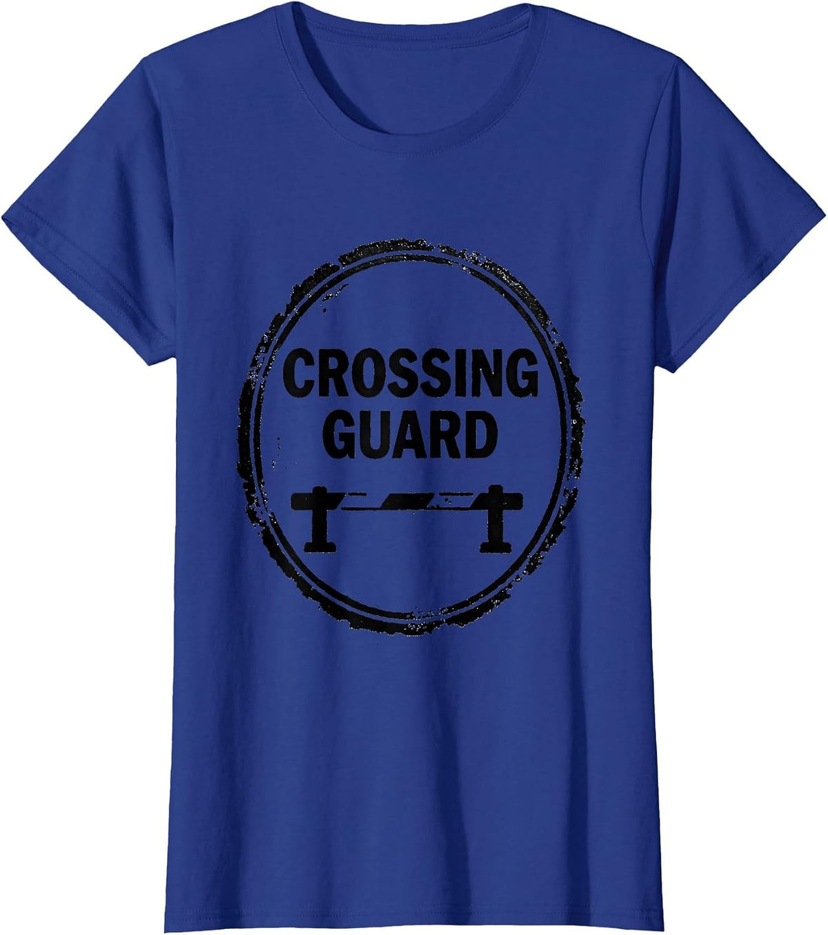 Women's Crossing Guard Rubber Stamp Train Enthusiast Humor T-Shirt - Royal Blue