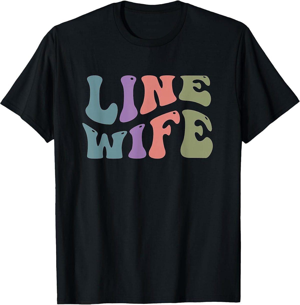 Lineman Wife Retro Linewife Lineworker Line Wife Husband T-Shirt - Black