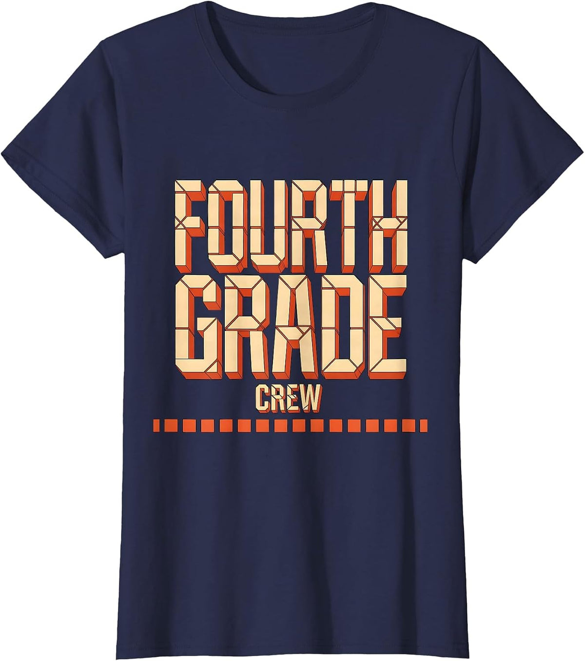 Women's Fourth Grade Crew Funny Teacher Back To School Crew T-Shirt - Navy Blue