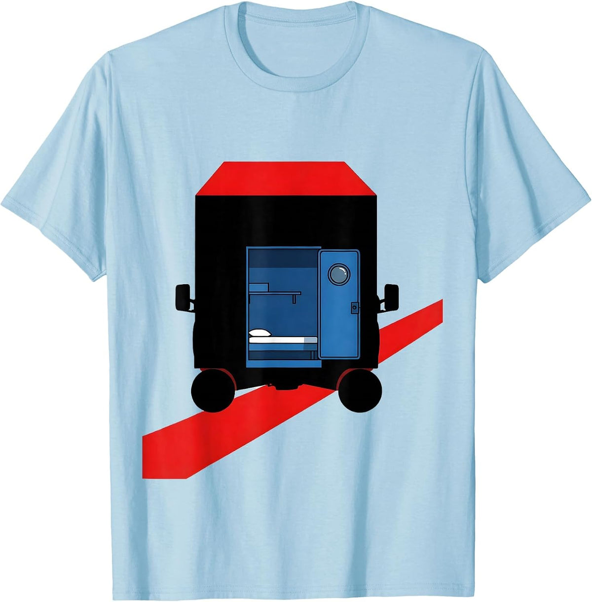 Men's Camper Van Cross-Section Bauhaus Modernist Van Life Dwellers T-Shirt - Baby Blue