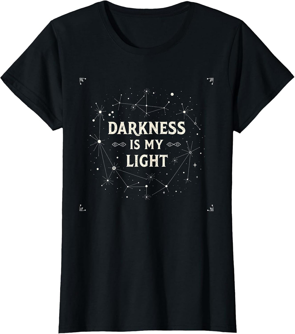 Mens Gothic Graphic Tees Darkness is My Light Emo Gothic Design T-Shirt - Black