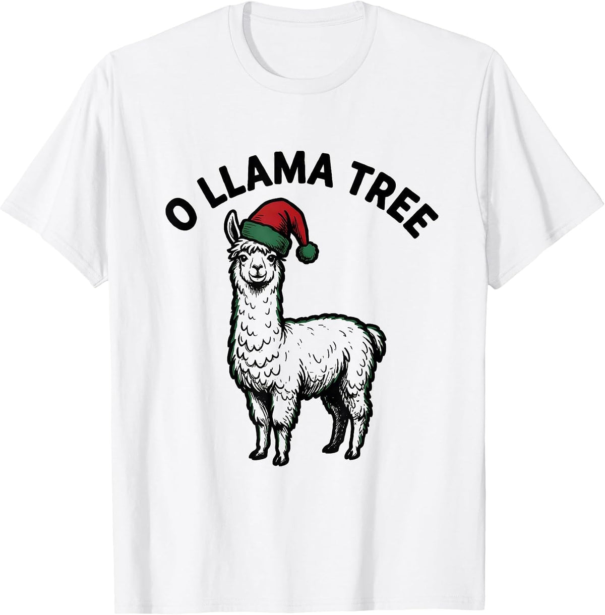 Men's O Llama Tree Funny Llama Christmas Animal Lover Gift T-Shirt - White