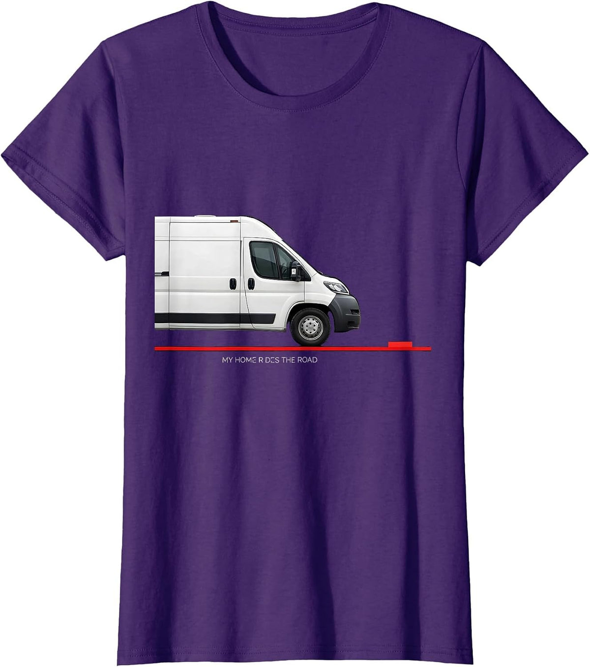 Women's My Home Rides The Road Retro Vintage Van Life Road Trip T-Shirt - Purple