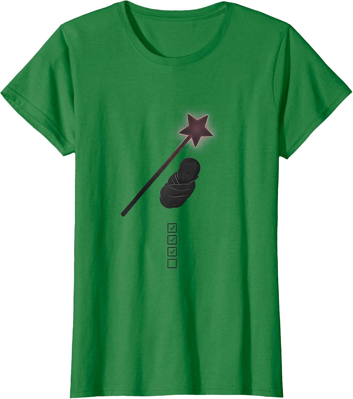 Women's Fairy Godmother Star Baby Minimalist Whimsical Gift T-Shirt - Kelly Green