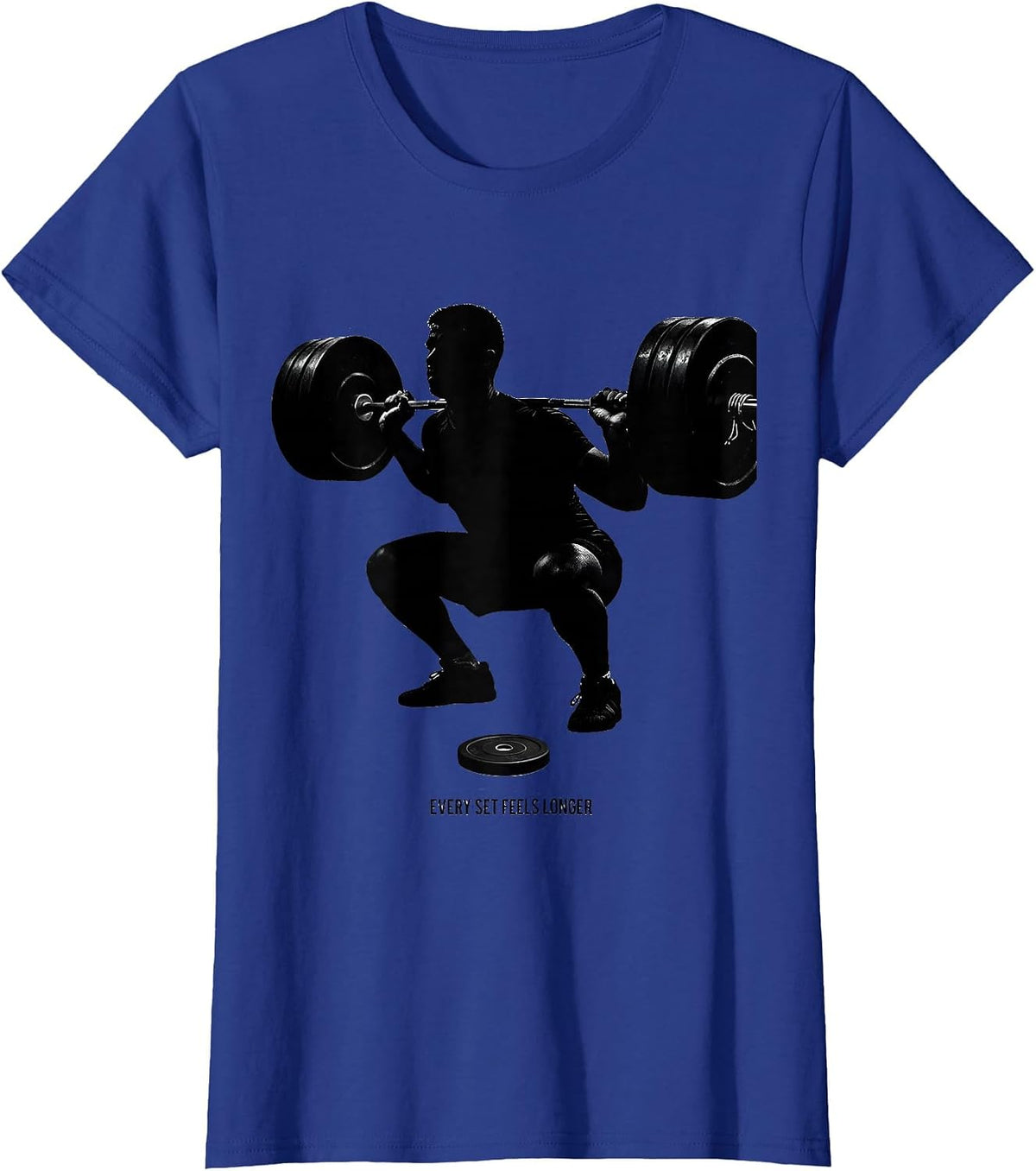 Women's Every Set Feels Longer Monochromatic Gym Humor Weightlifting T-Shirt - Royal Blue