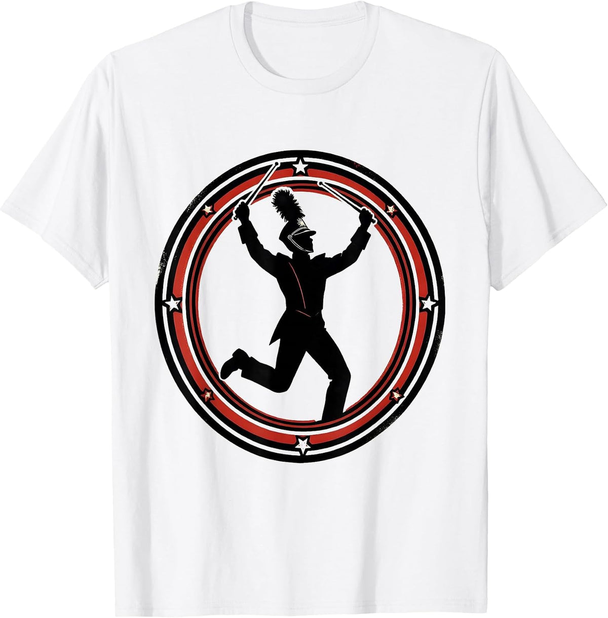 Men's Drum Major Mom Bun Silhouette Band Mom Gift T-Shirt - White