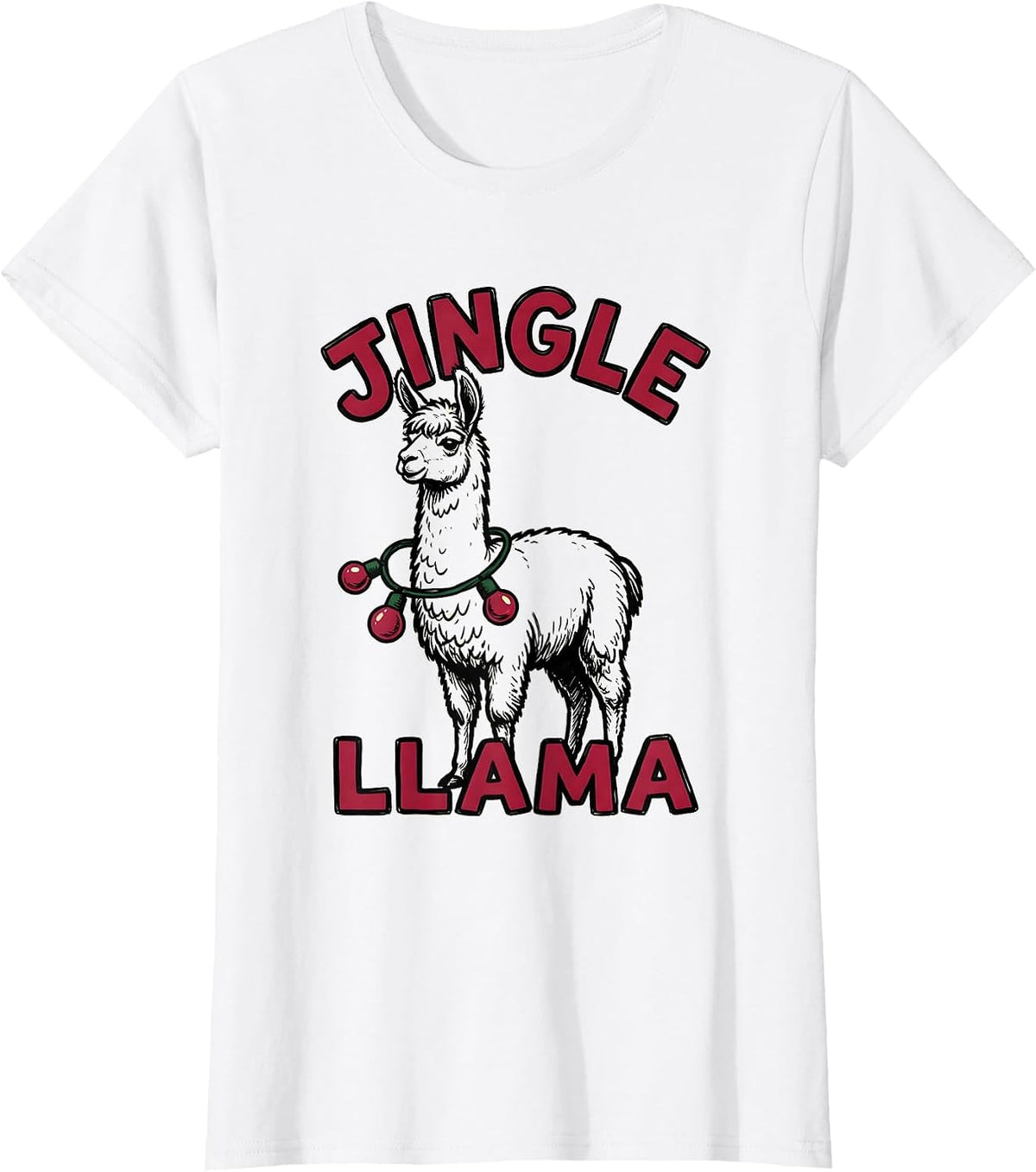 Jingle Llama Funny Christmas Llama Lover Novelty Gift T-Shirt - White