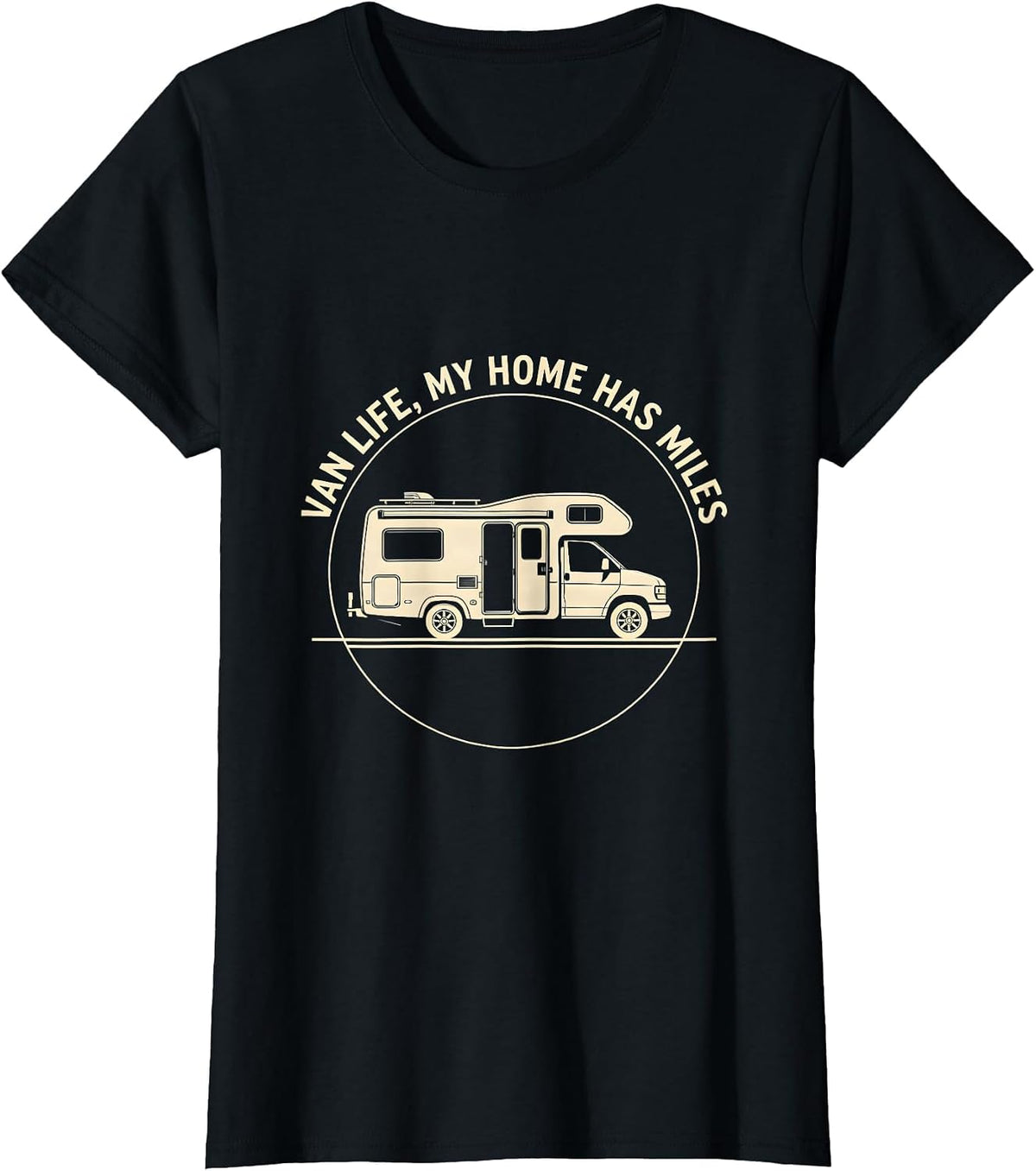 Women's Van Life My Home Has Miles Retro Camper Nomad Pride T-Shirt - Black