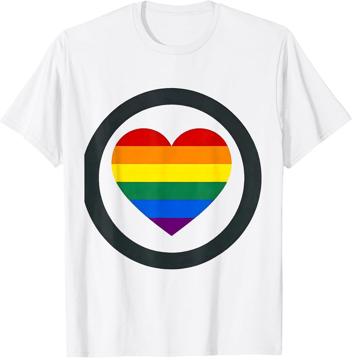 Men's Pride Heart Flag Stripes Illustration T-Shirt - White