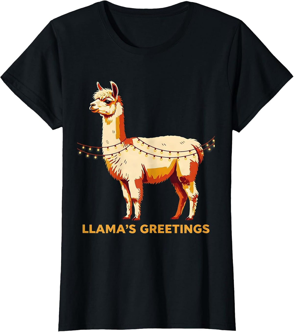 Llama's Greetings Funny Llama Christmas Animal Lover Humor T-Shirt - Black