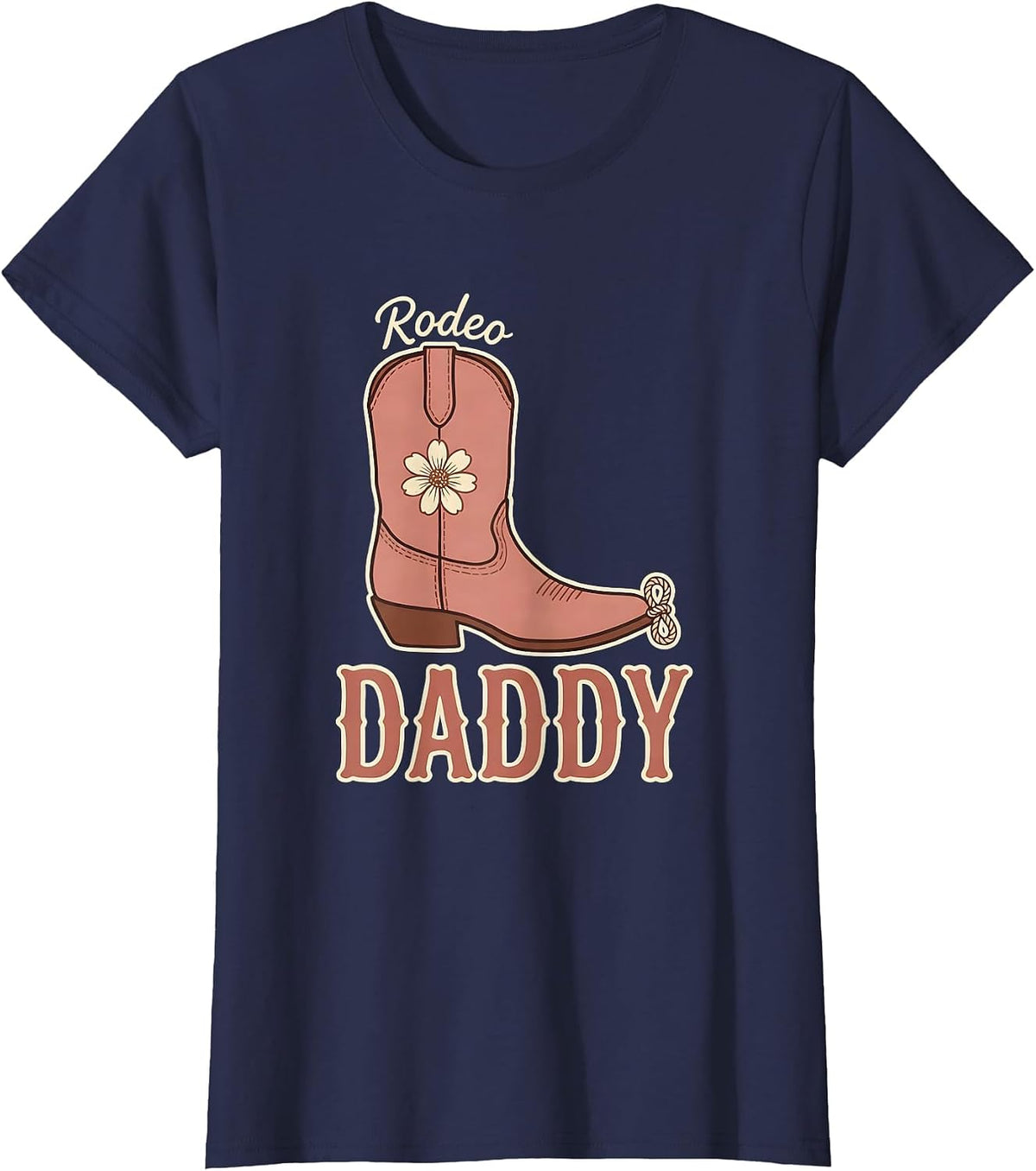 Women's Rodeo Daddy Boho Typography Cowgirl Family Birthday Party T-Shirt - Navy Blue