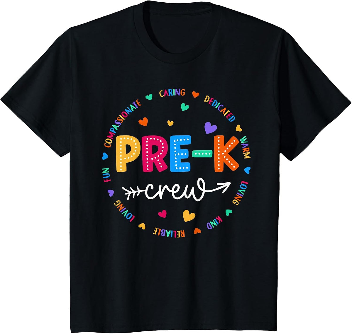 Pre-K Crew Back to School Pre-K Teacher Student First Day T-Shirt - Black
