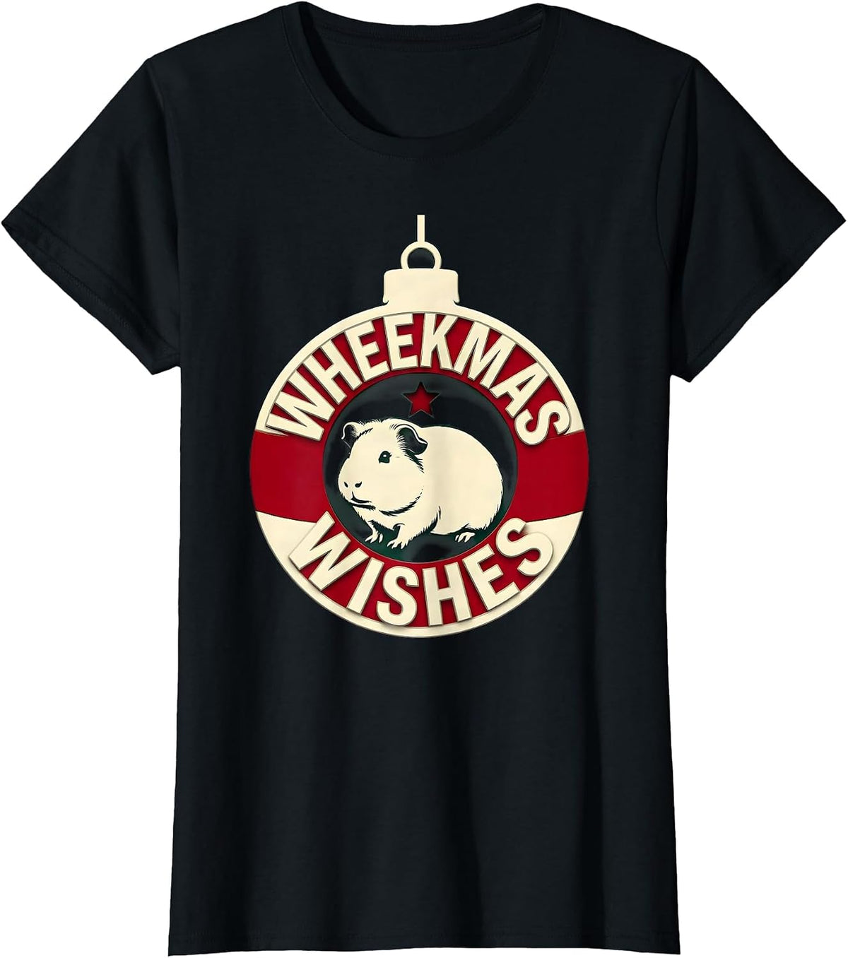 Women's Wheekmas Wishes Funny Guinea Pig Christmas Pet Lover Holiday T-Shirt - Black