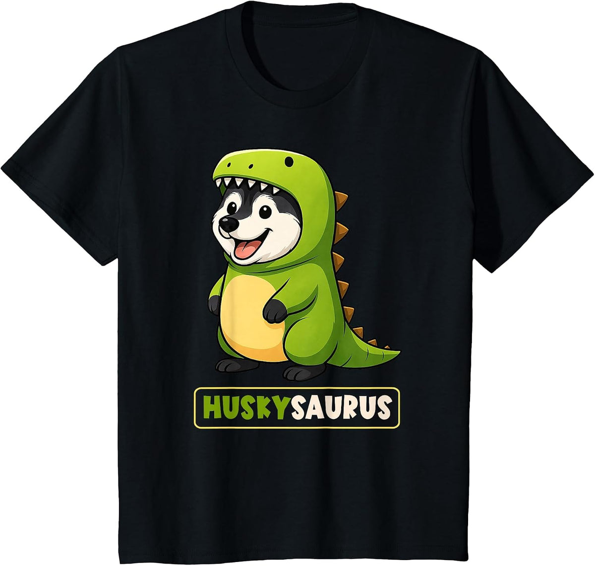 Husky Dinosaur Costume Trex Huskysaurus Animal Lover Mom Dad T-Shirt - Black