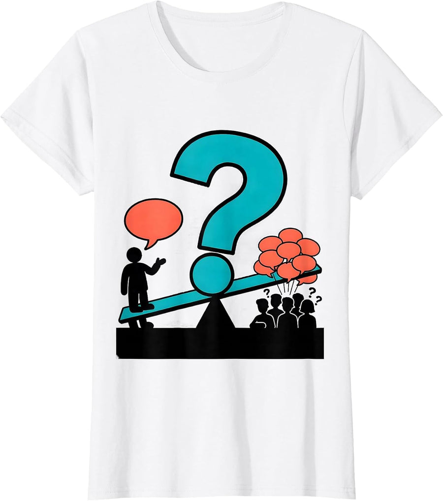 Women's Question Mark Teacher Funny Grammar Humor Gift T-Shirt - White