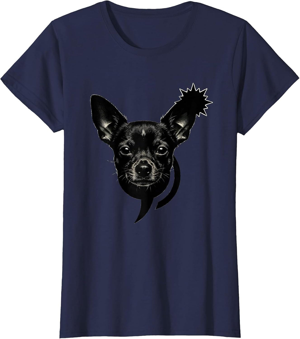 Women's Chihuahua Silhouette Dog Meme Humor Internet Joke T-Shirt - Navy Blue