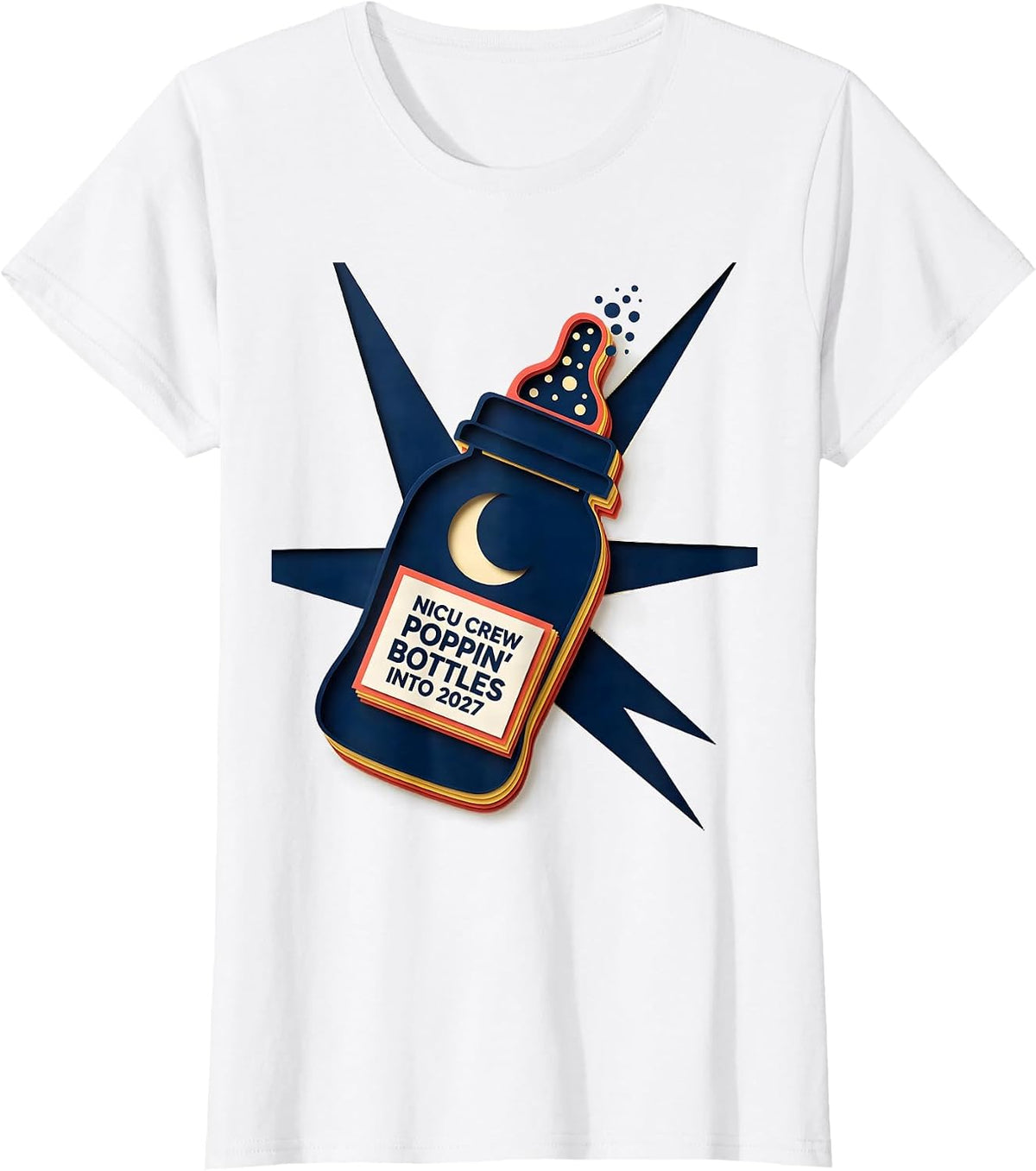 Women's NICU Crew Poppin Bottles Into 2027 Nurse New Year Eve T-Shirt - White