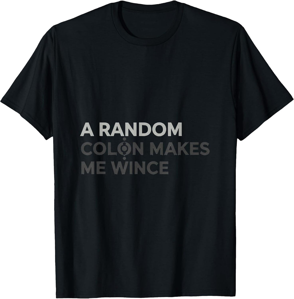Men's A Random Colon Makes Me Wince Funny Grammar Teacher Humor T-Shirt - Black