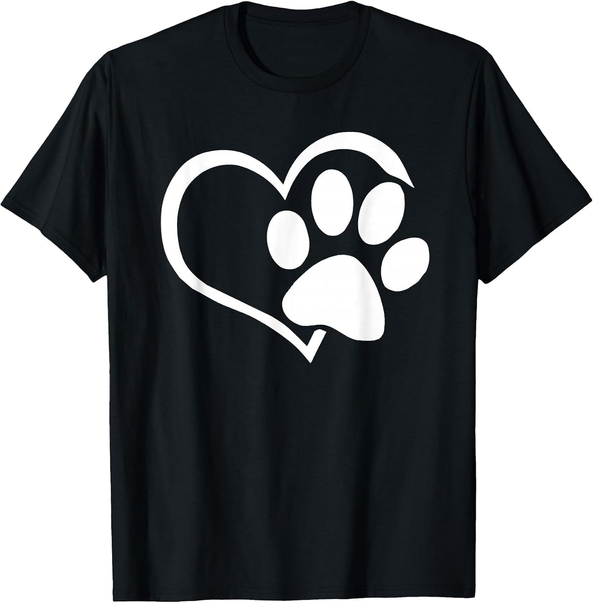 Dog Dad Mom Puppy Shirt Love Dogs Paw Print Heart Women Men T-Shirt - Black